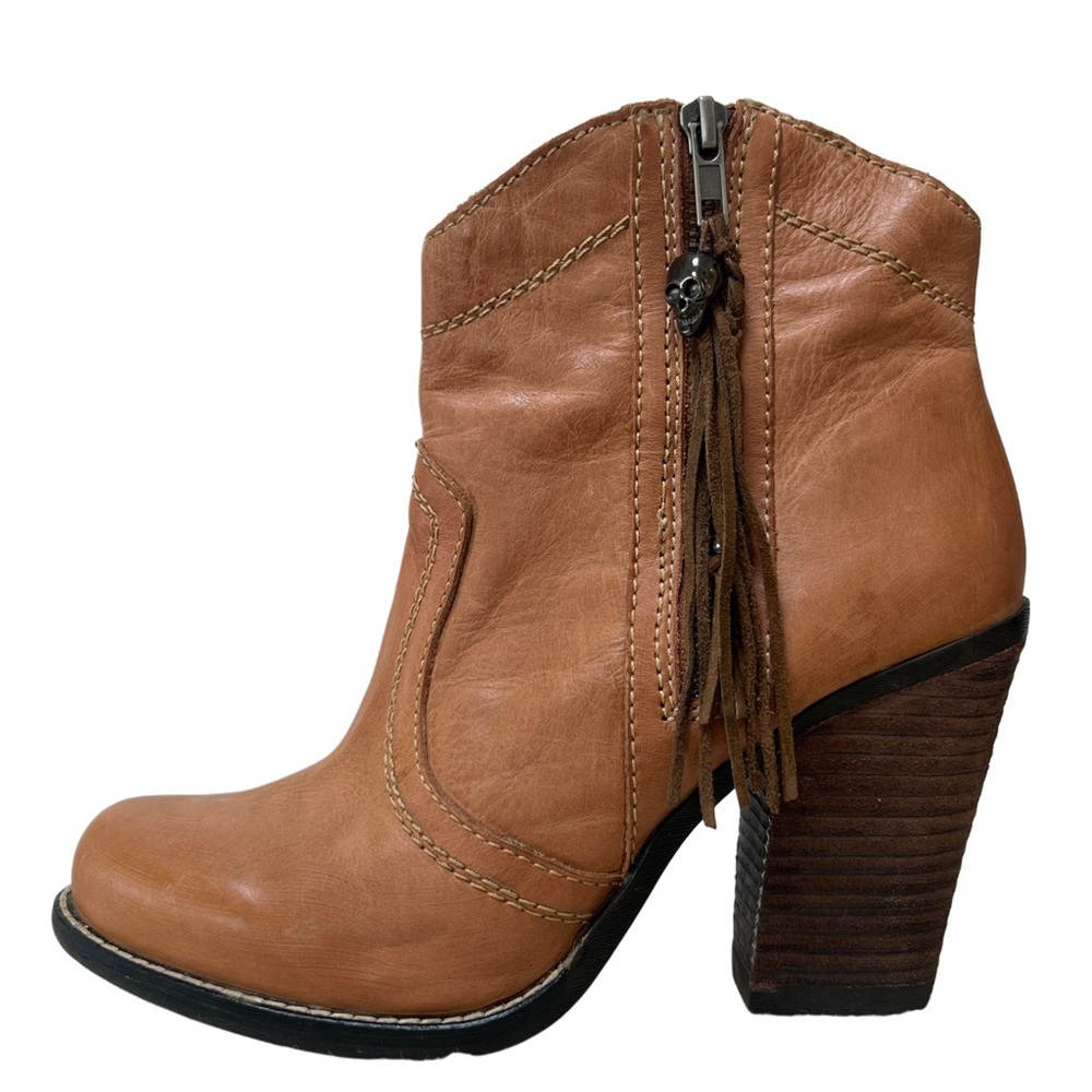 Kelsi Dagger Caramel Brown Western Style Ankle Boots - Size 7